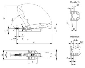 dessin technique sauterelle hauteur variable amf 6874