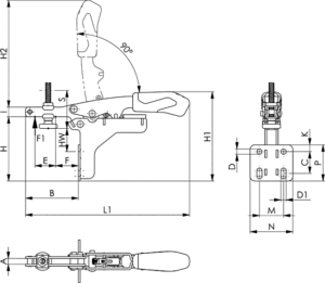 dessin technique sauterelle horizontale hauteur de serrage variable amf 6871