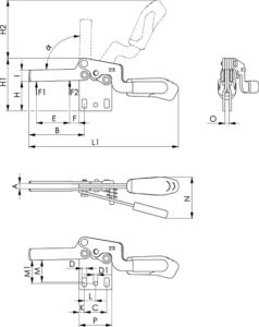 dessin technique sauterelle horizontale noire amf 6835BS-2