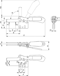 dessin technique sauterelle horizontale noire amf 6835BS-3