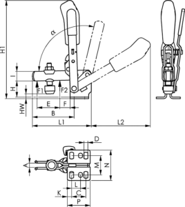dessin technique sauterelle mesure optique verrouillage amdf 6800BS