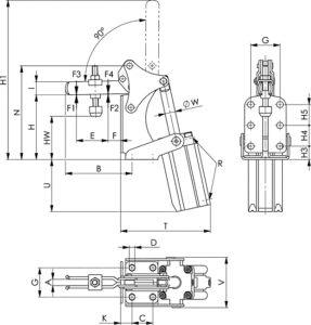 dessin technique sauterelle pneumatique 6821A