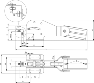dessin technique sauterelle pneumatique combinée amf 6860P