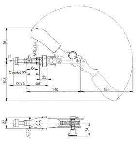 dessin technique sauterelle tige coulissante amf 6840S