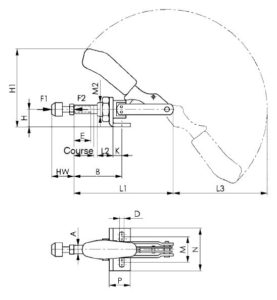 dessin technique sauterelle tige coulissante inox amf 6841NI
