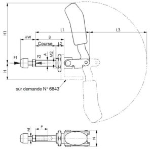 dessin technique sauterelle tige coulissante inox amf 6844NI