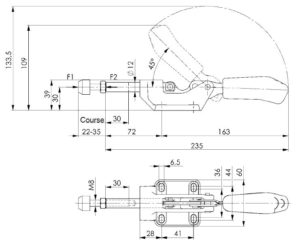 dessin technique sauterelle tige coulissante mesure optique amf 6845B