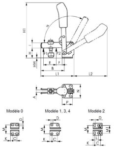 dessin technique sauterelle verticale en inox amf 6800NI