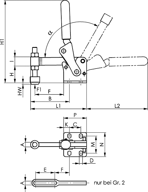 dessin technique sauterelle verticale lourde amf 6811P