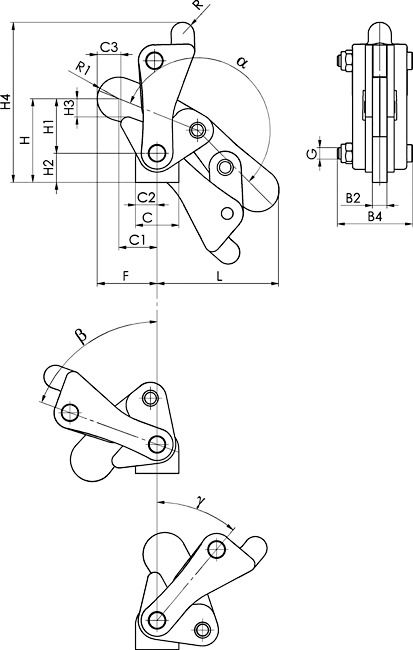 dessin technique sauterelle verticale modulable amf 6809P