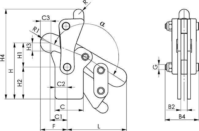 dessin technique sauterelle verticale modulable amf 6810P