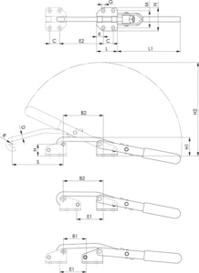 dessin technique sauterelle à crochet inox amf 6847NI