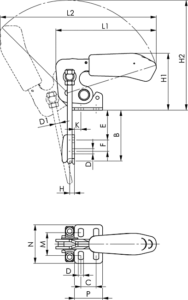dessin technique sauterelle à crochet inox amf 6848VNI