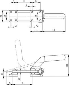 dessin technique sauterelle à crochet lourde amf 6849PH