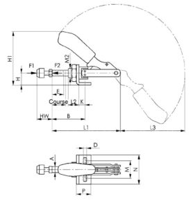 dessin technique sauterelle à tige coulissante amf 6841