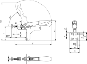 dessin technique sauterelle à tige coulissante hauteur de réglage varaiable amf 6873