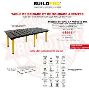 promotion table buildpro Fentes 1960_1000 avec accessoires