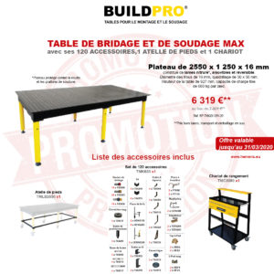 promotion table buildpro MAX avec accessoires