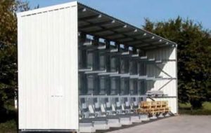 rayonnage cantilever avec mur et toit pour exterieur armstrong