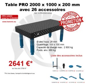 promotion table PRO 1er trimestre