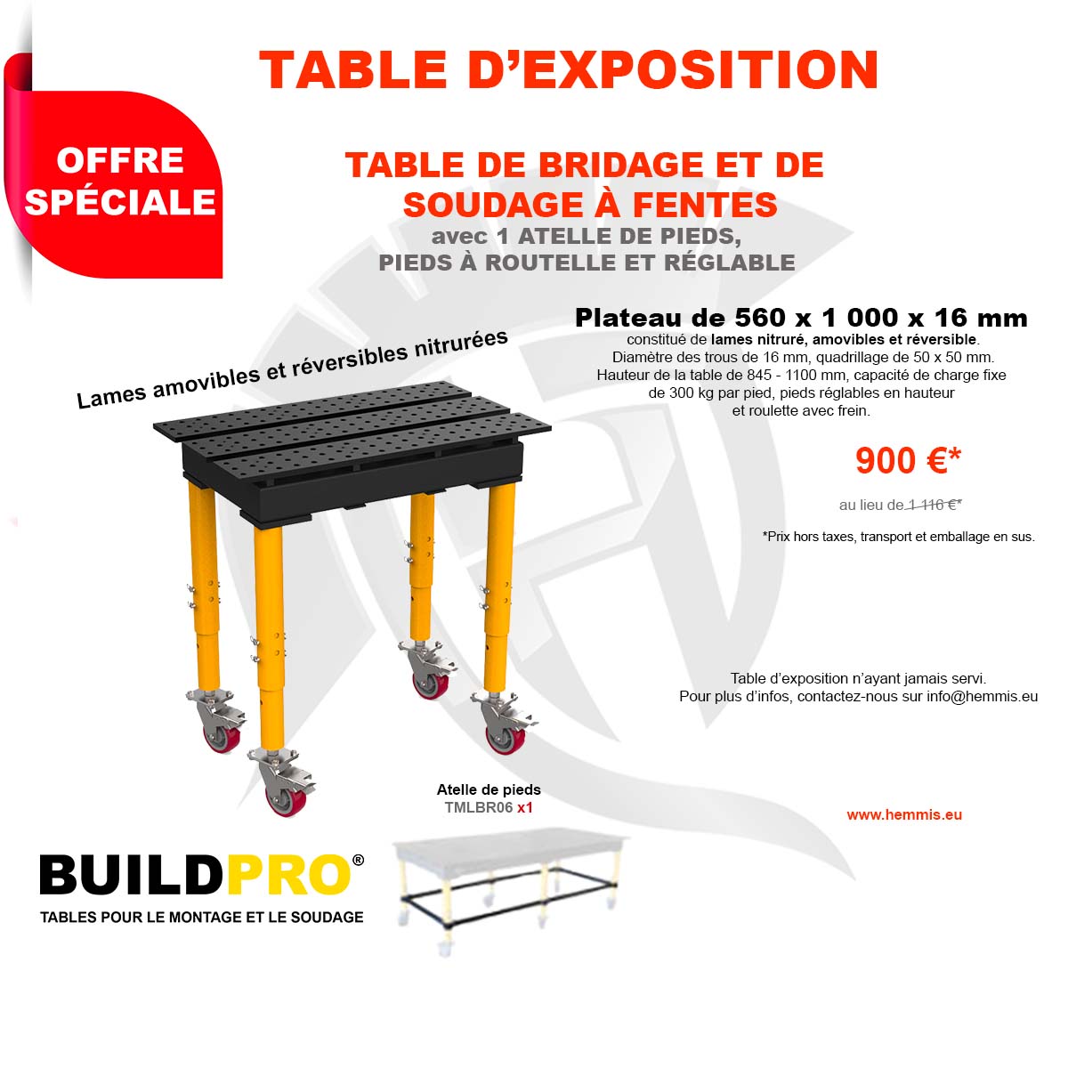 offre spéciale table d'exposition buildpro 560-1000