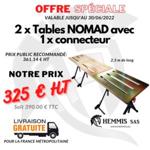 Offre spéciale 2 x tables Nomad + connecteur