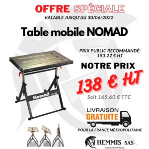 Offre spéciale table mobile Nomad