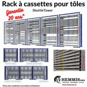 rack à cassettes stockage tôles garantie 20 ans