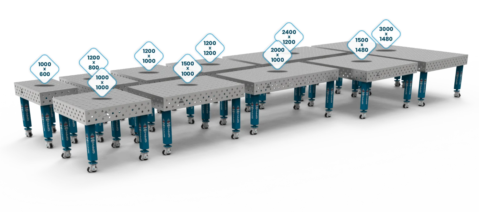 Dimensions des tables de soudage inox